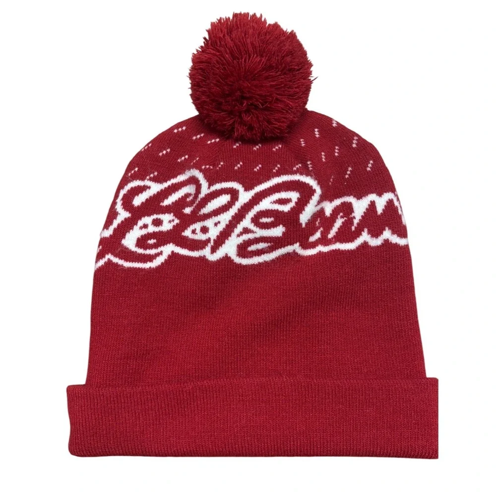 L.L. Bean Adult Pom Hat‎ Beanie Logo Winter Red Men Women One Size